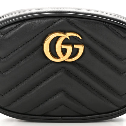 Gucci Calfskin Matelasse GG Marmont Belt Bag 75 30 Black 8 of 14