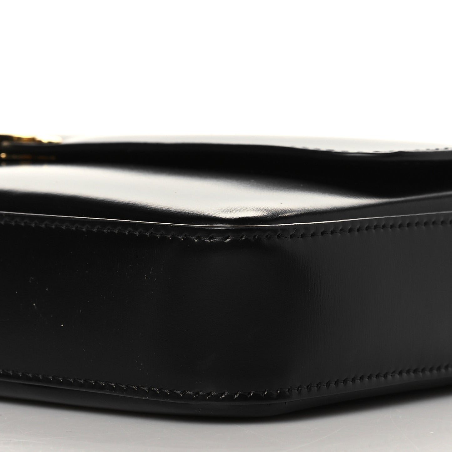 Shiny Calfskin Triomphe Chain Bag Black