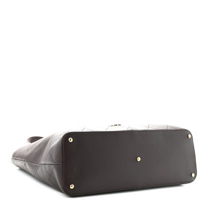 Chanel Calfskin Stitched Maxi Shopping Bag Dark Brown 4 of 11