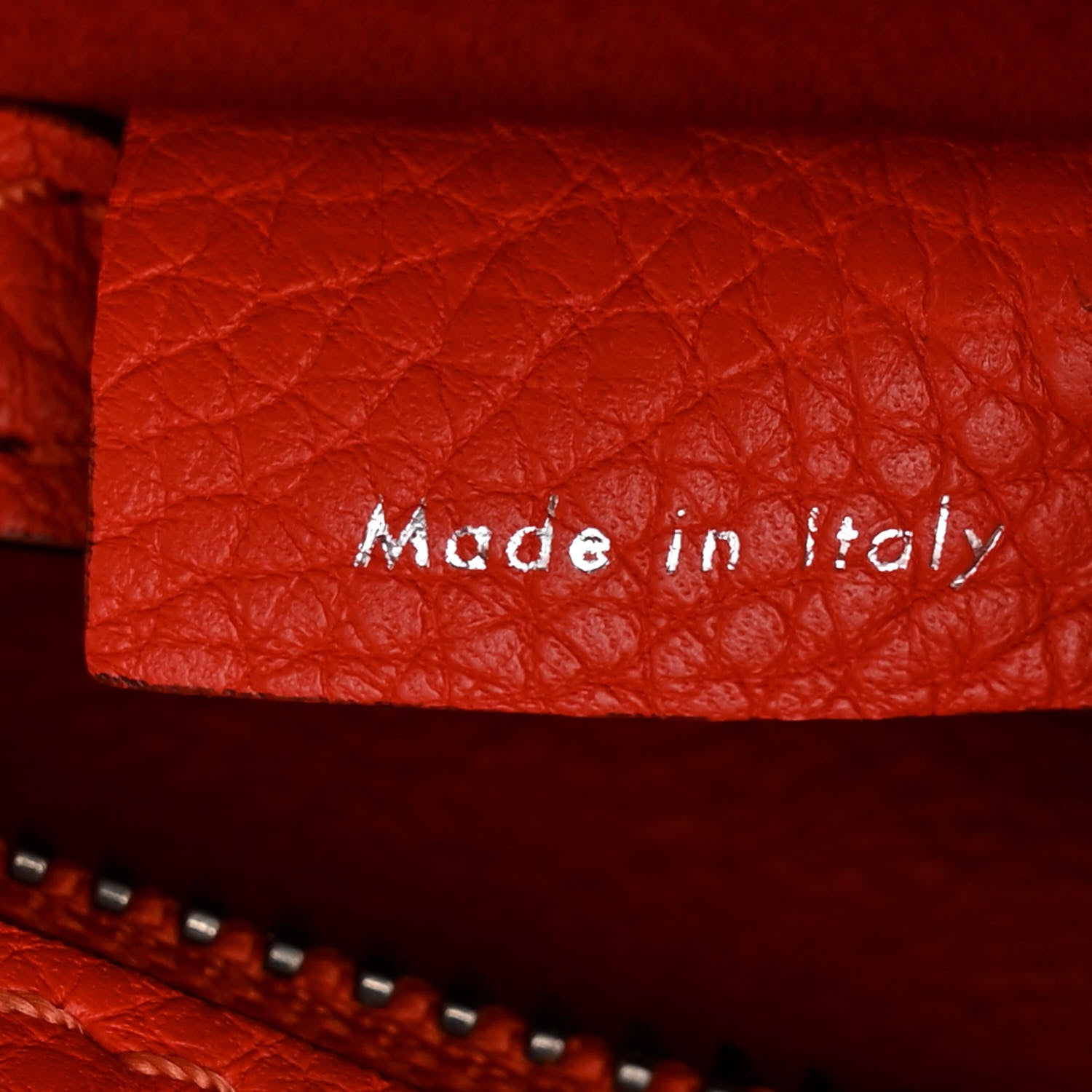 Celine Drummed Calfskin Nano Luggage Vermillion 7 of 11