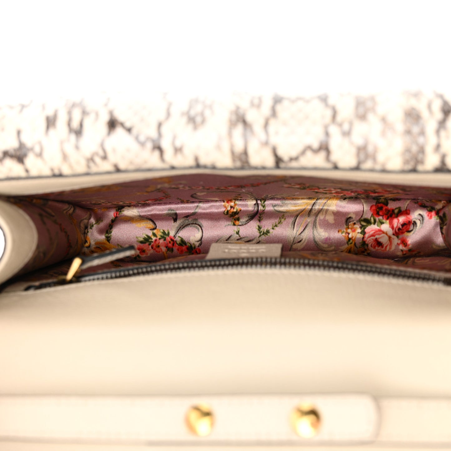 Calfskin Snakeskin Small Ottilia Top Handle Bag Black White