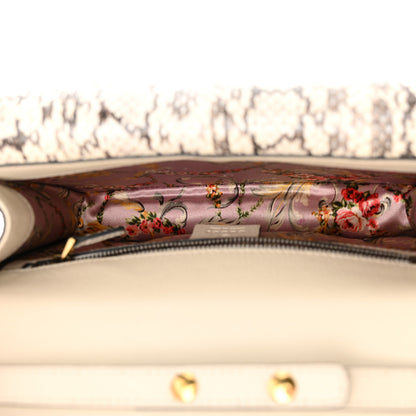 Gucci Calfskin Snakeskin Small Ottilia Top Handle Bag Black White 5 of 11