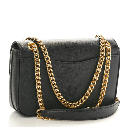 Prada Saffiano Flap Shoulder Bag Black 3 of 9