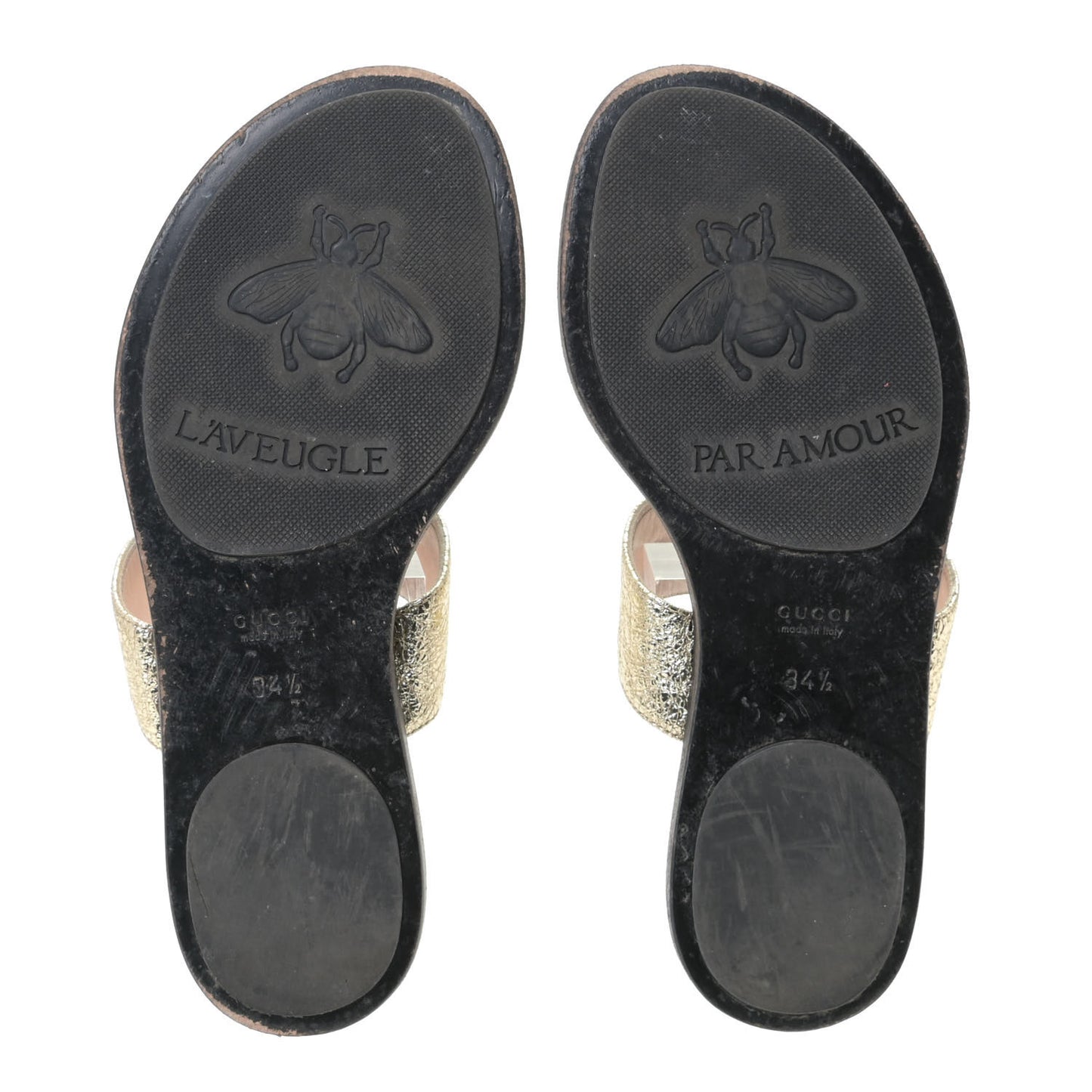 Nappa Silk Galassia GG Marmont Thong Flat Sandals 34.5 Platino
