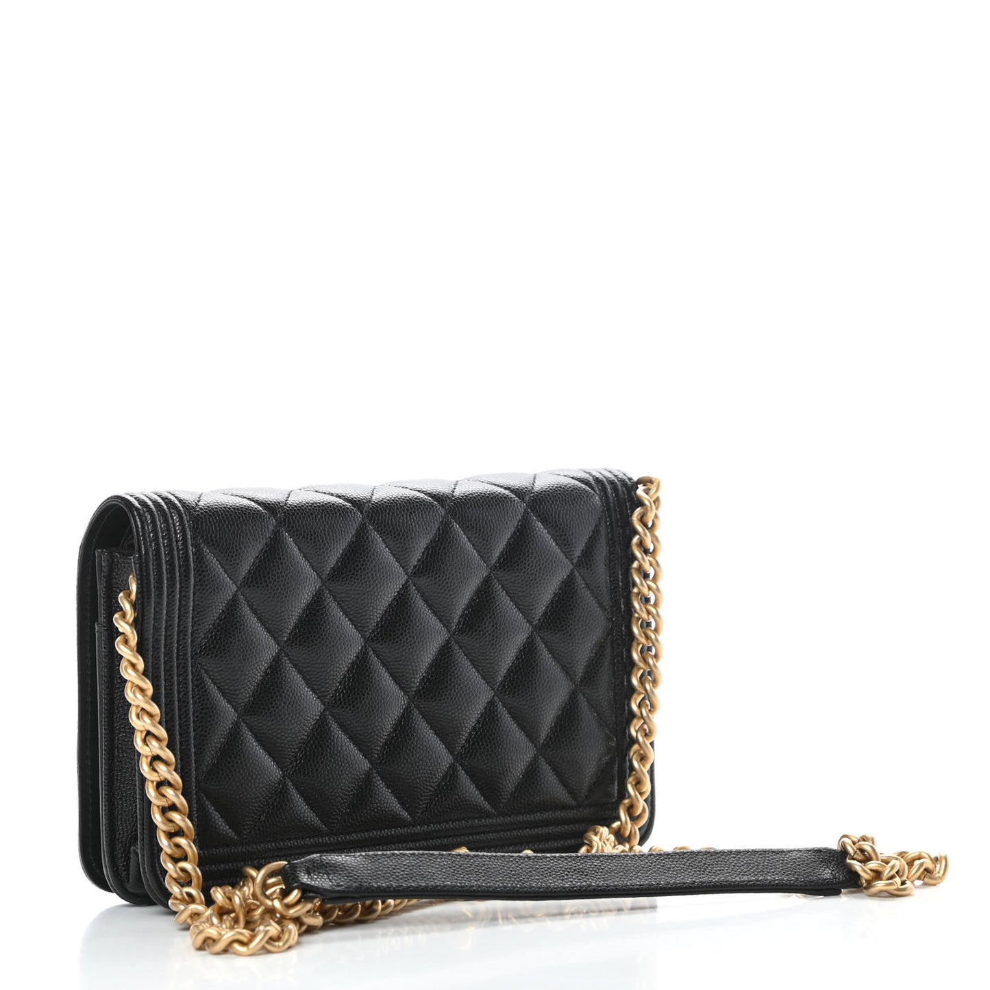 Caviar Quilted Boy Wallet On Chain WOC Black