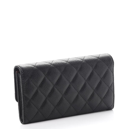 Chanel Caviar Quilted Large Gusset Flap Wallet Black 3 of 9