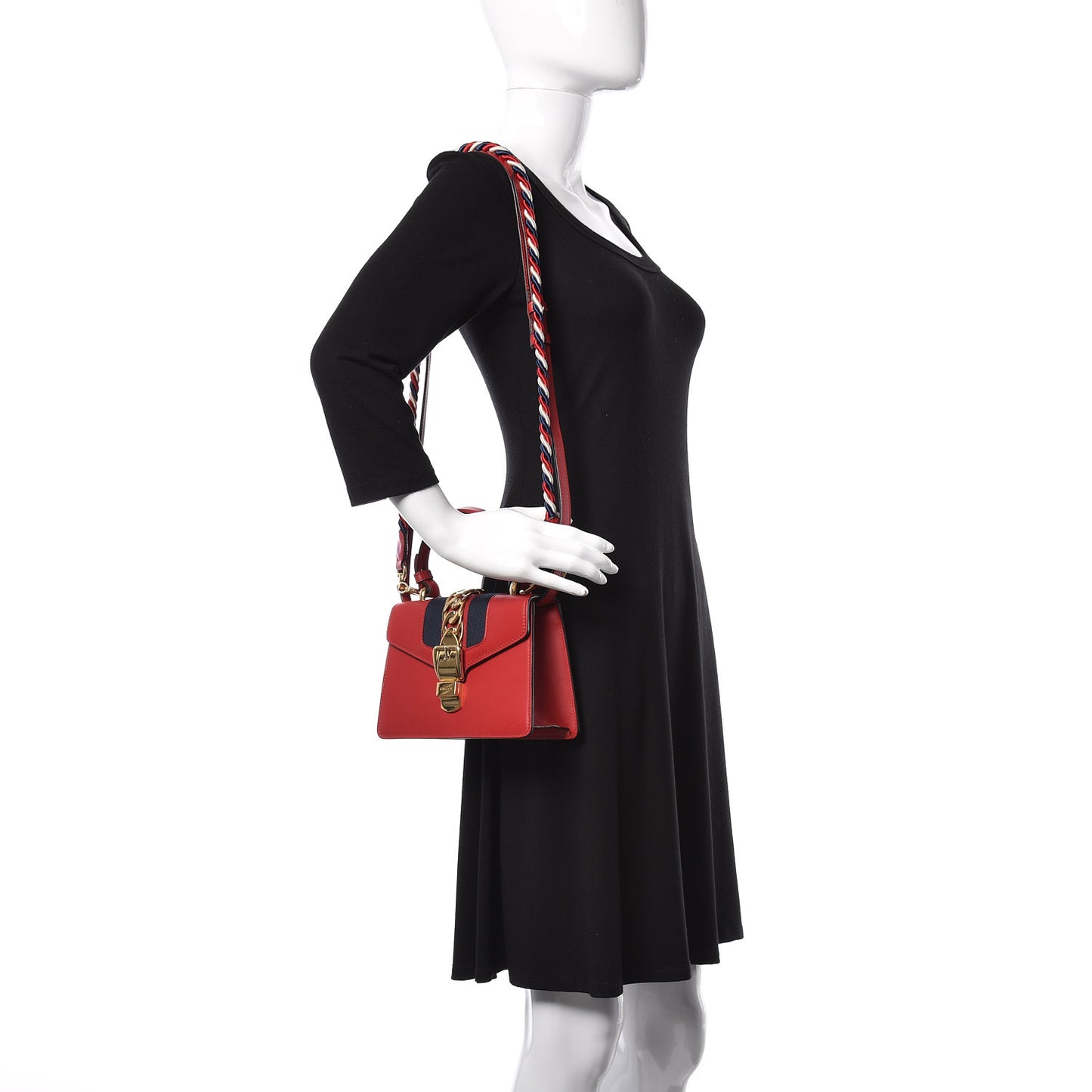 Calfskin Mini Sylvie Top Handle Bag Hibiscus Red