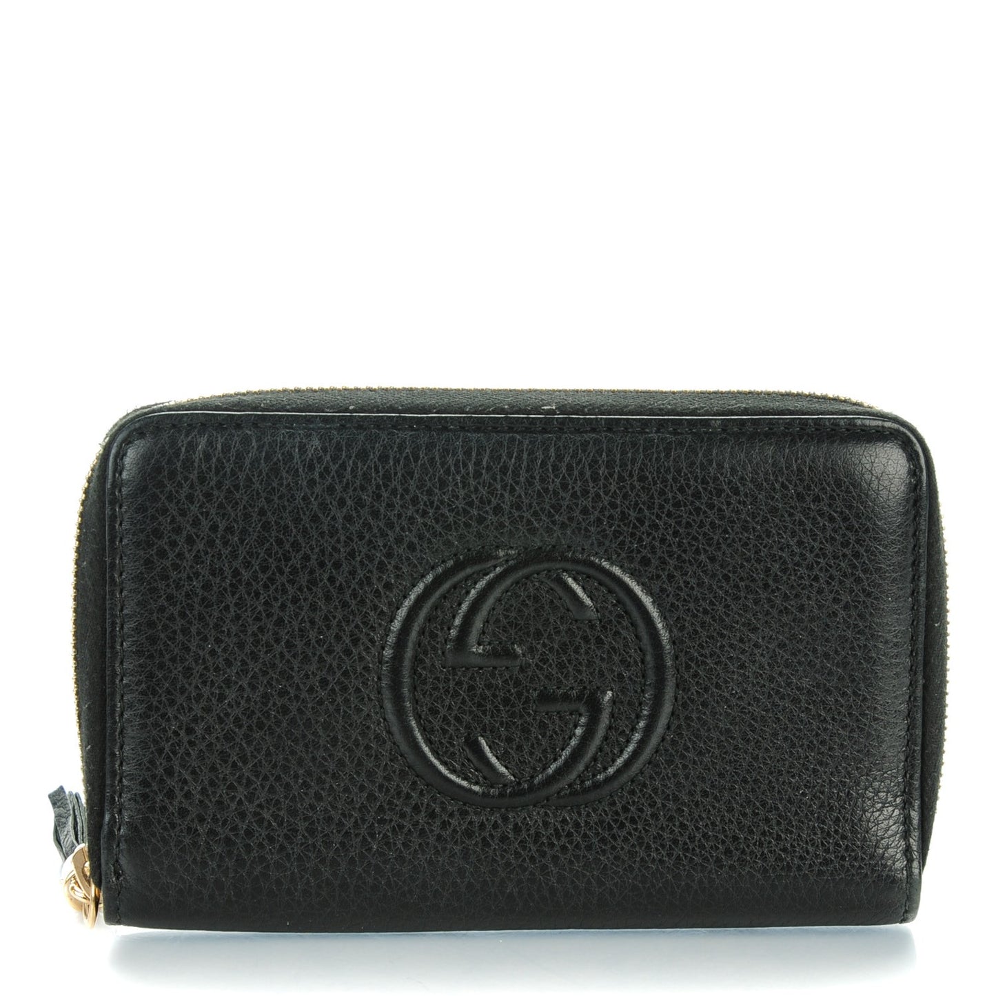 Pebbled Calfskin Medium Soho Zip Around Wallet Black