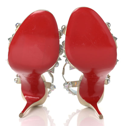 Christian Louboutin Iridescent Patent Embellished Goldora 100 Sandals 35 White 7 of 9