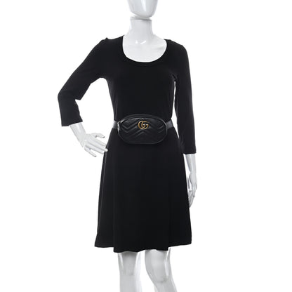 Gucci Calfskin Matelasse GG Marmont Belt Bag 95 38 Black 2 of 10