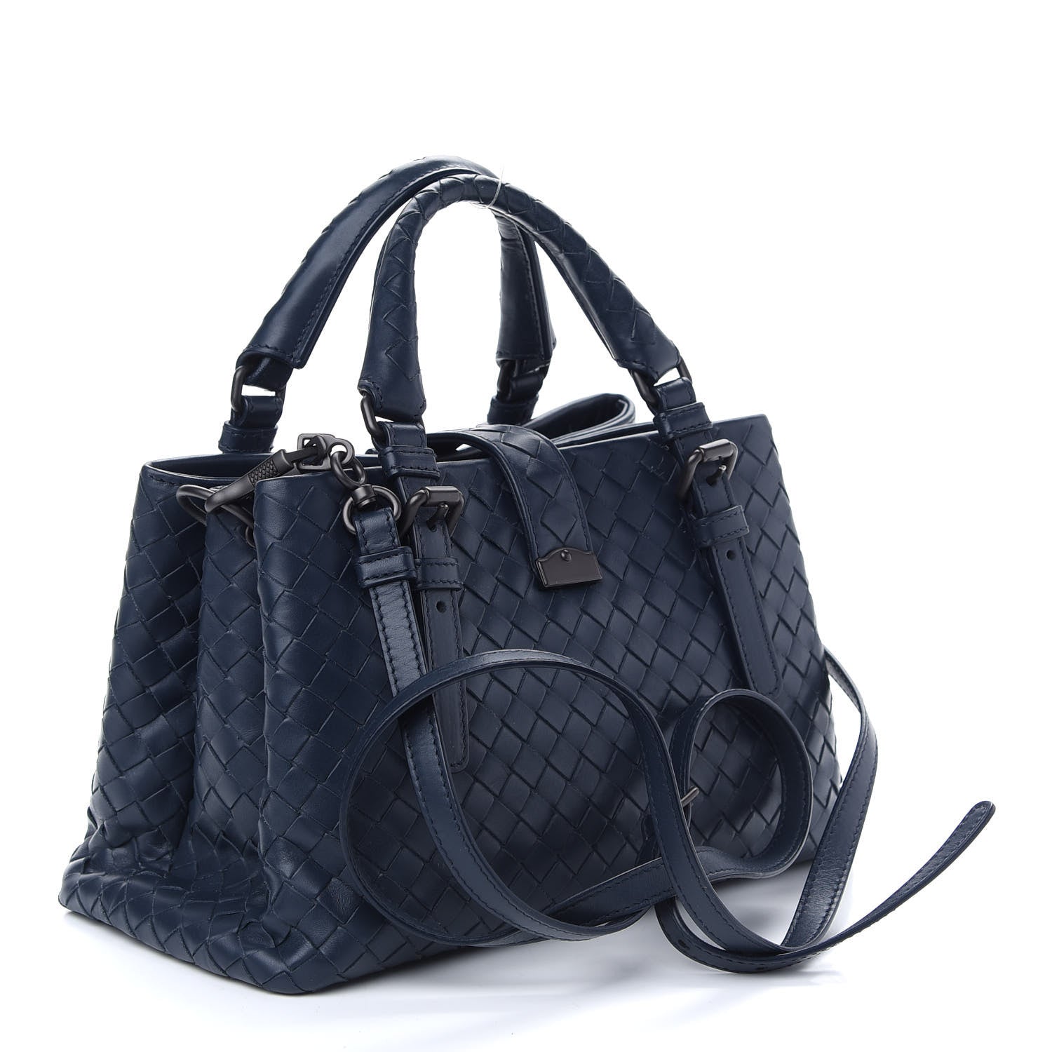 Bottega Veneta Calfskin Intrecciato Mini Roma Navy 3 of 8