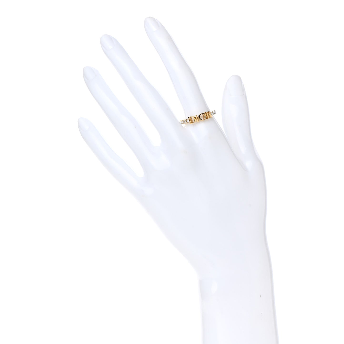 Metal Crystal Logo Ring L Gold