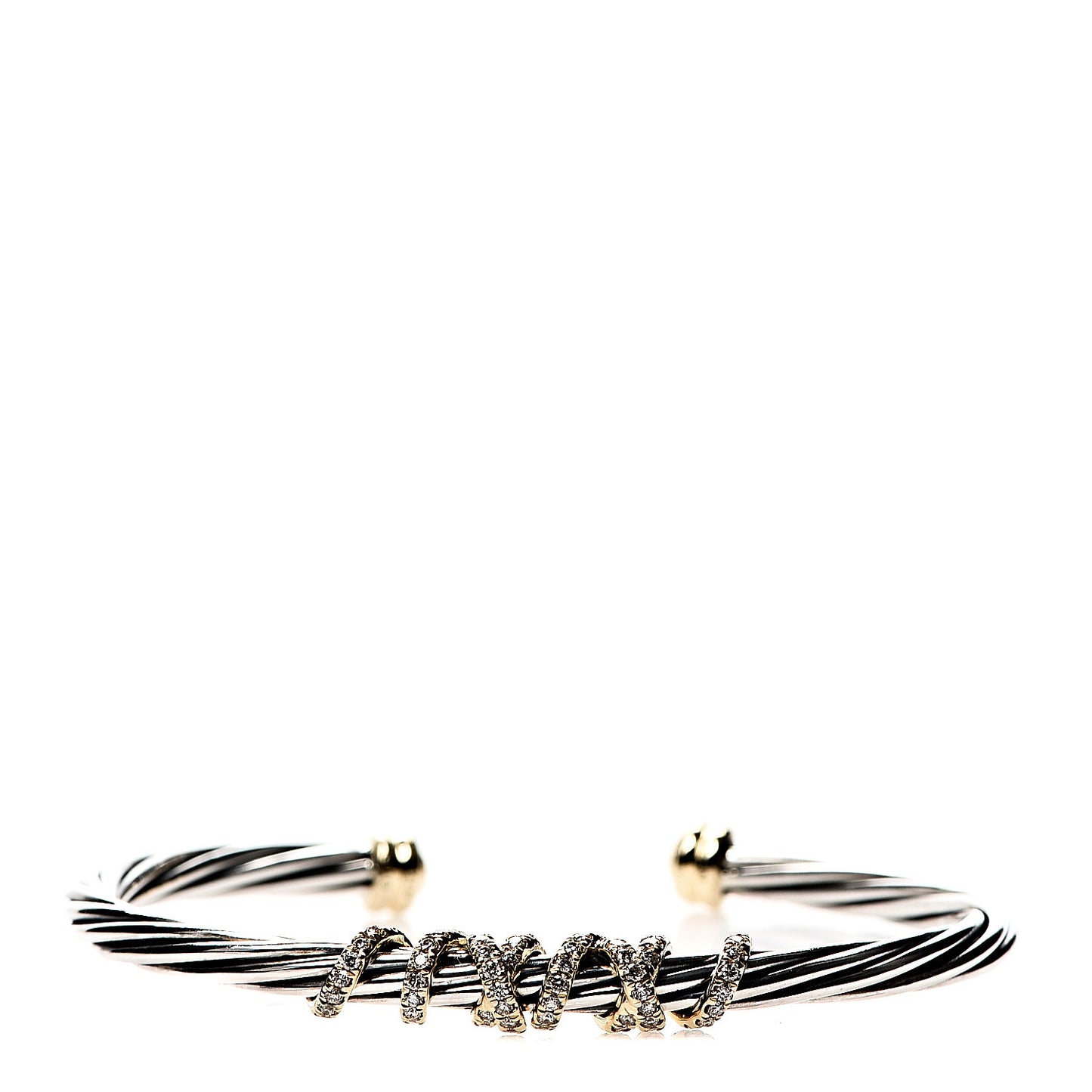 Sterling Silver 18K Yellow Gold Diamond 4mm Helena Station Bracelet M