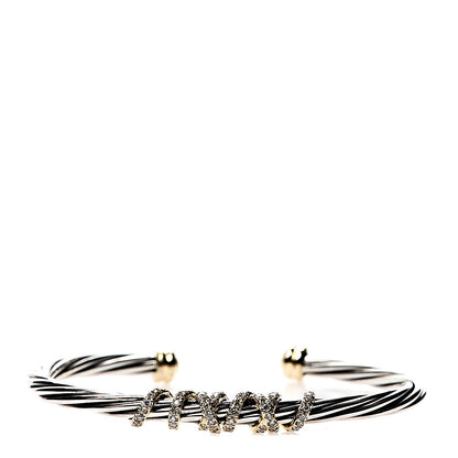 David Yurman Sterling Silver 18K Yellow Gold Diamond 4mm Helena Station Bracelet M 1 of 4