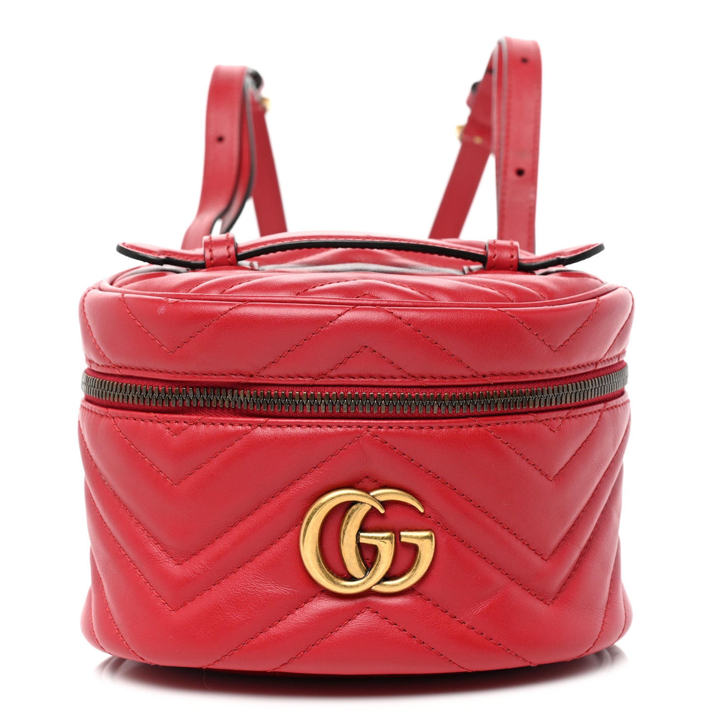 Calfskin Matelasse Mini GG Marmont Round Backpack Hibiscus Red