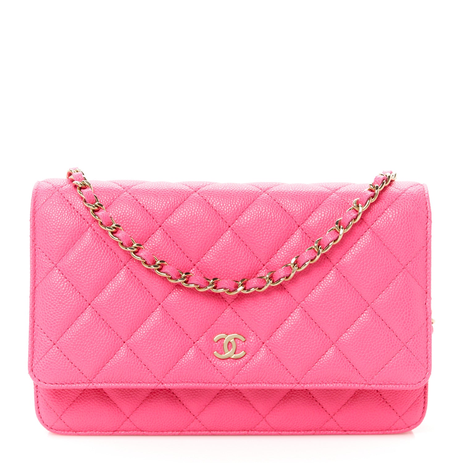 Chanel Caviar Quilted Wallet on Chain WOC Fuchsia 1 of 12