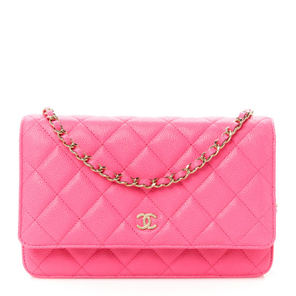 Chanel Caviar Quilted Wallet on Chain WOC Fuchsia 1 of 12