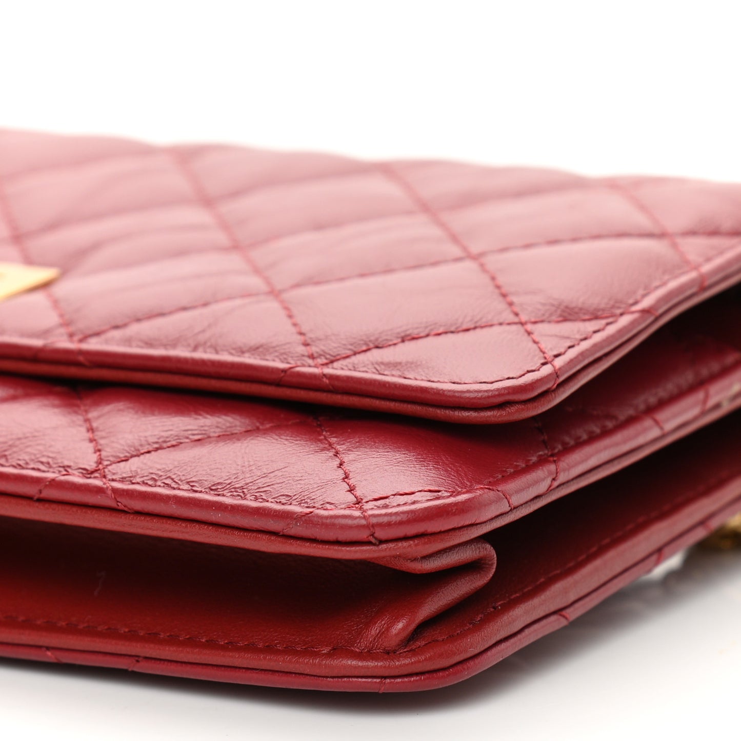 Aged Calfskin Quilted Reissue Wallet On Chain WOC Red