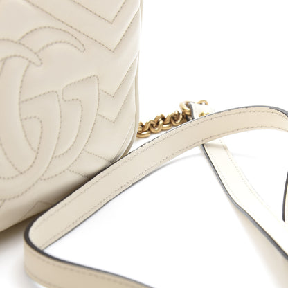 Gucci Calfskin Matelasse Mini GG Marmont Chain Shoulder Bag White 11 of 12