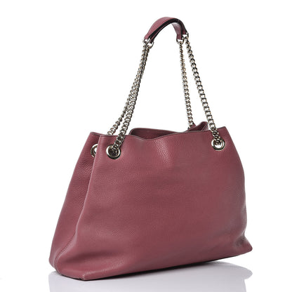 Gucci Pebbled Calfskin Medium Soho Chain Shoulder Bag Peonia Flower 3 of 13