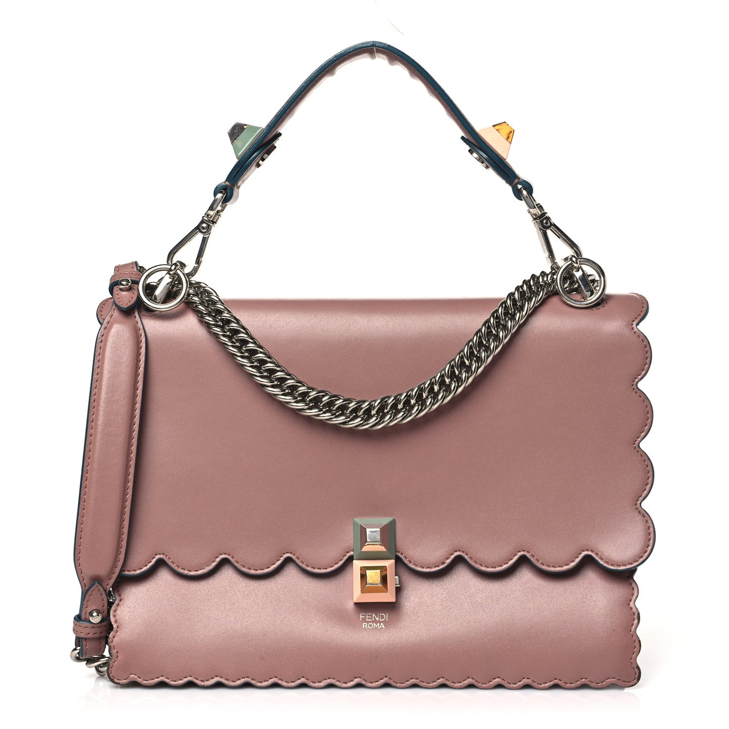 Vitello Liberty Scalloped Studded Kan I Shoulder Bag English Rose