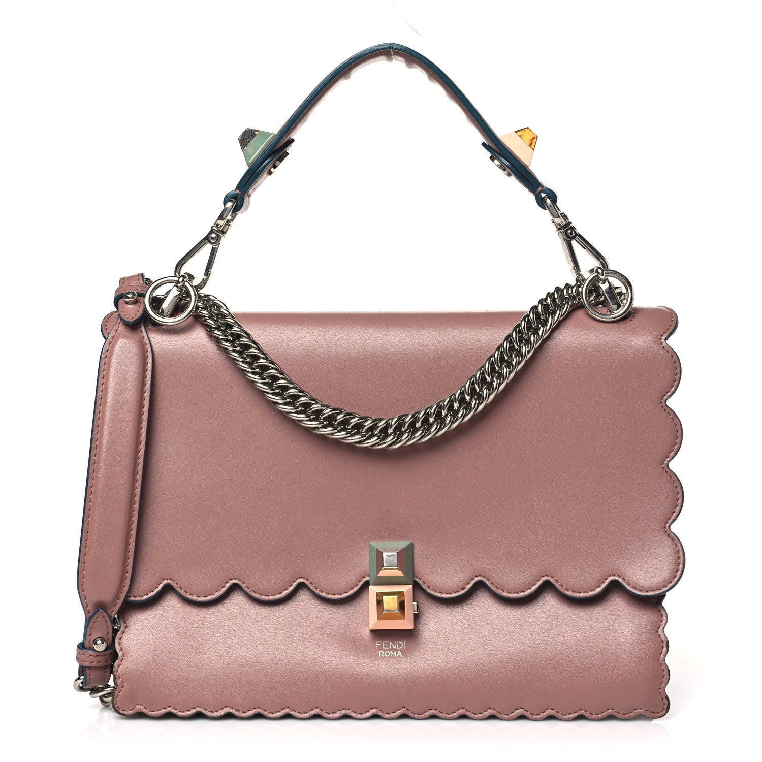 Fendi Vitello Liberty Scalloped Studded Kan I Shoulder Bag English Rose 1 of 11