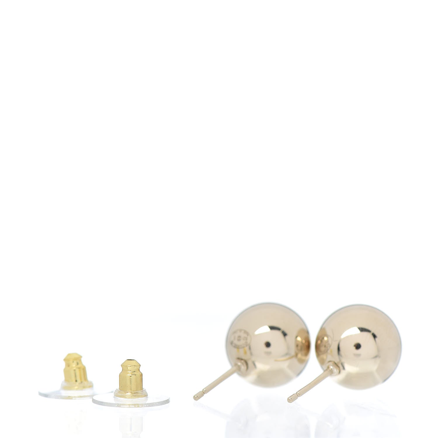 Chanel Metal Bead CC Stud Earrings Gold 3 of 4