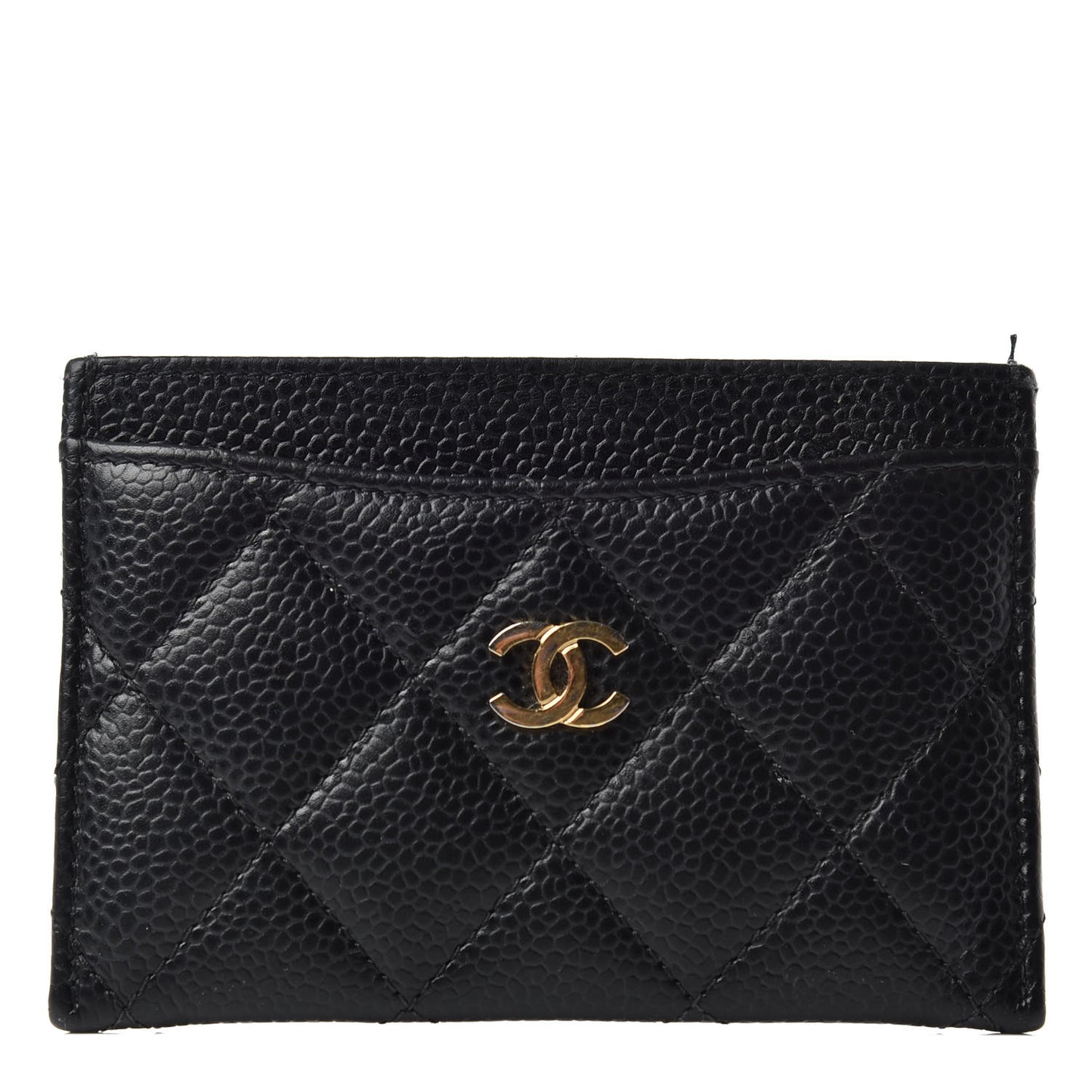 Caviar Quilted Card Holder Black
