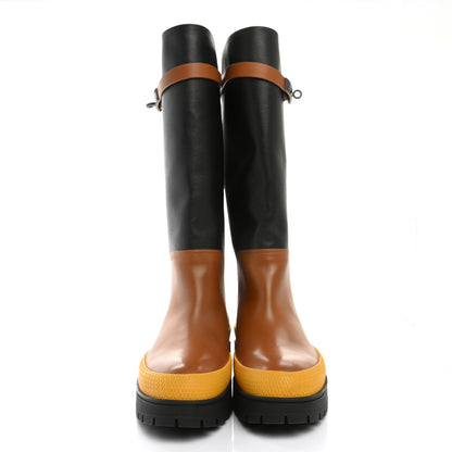Hermes Toile De Coton Barn Boots 39 Black Marron Iroko 2 of 8