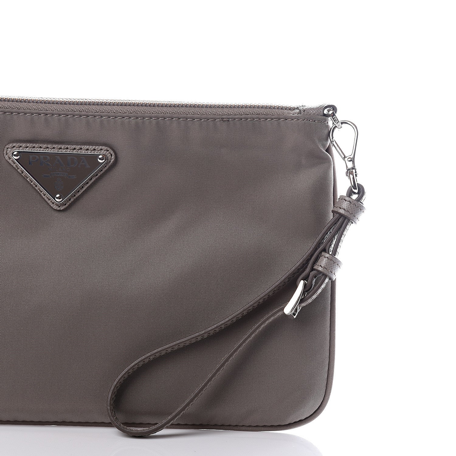 Prada Tessuto Nylon Saffiano Wristlet Argilla 9 of 9