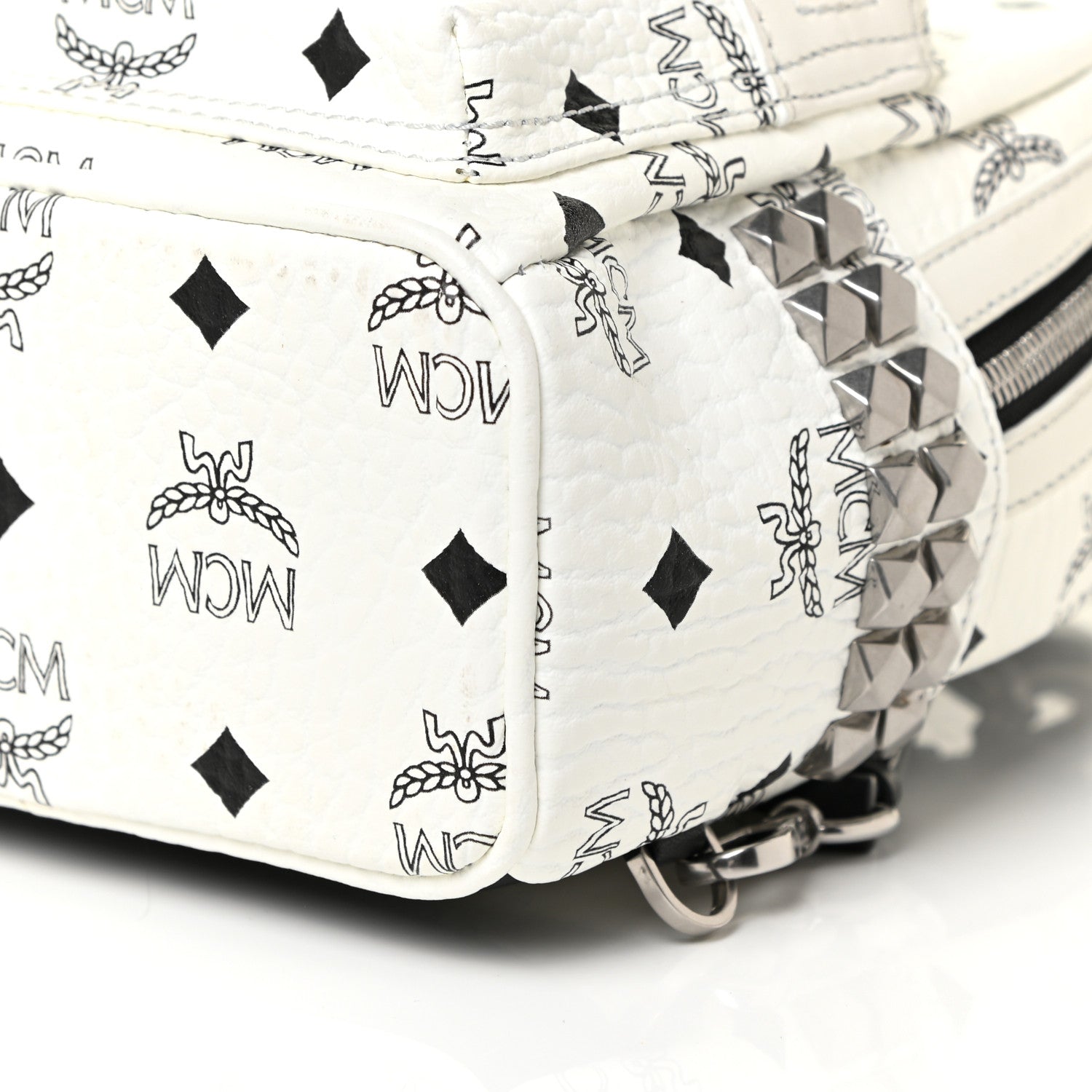 MCM Visetos Side Stud X-Mini Stark Bebe Boo Backpack White 6 of 13