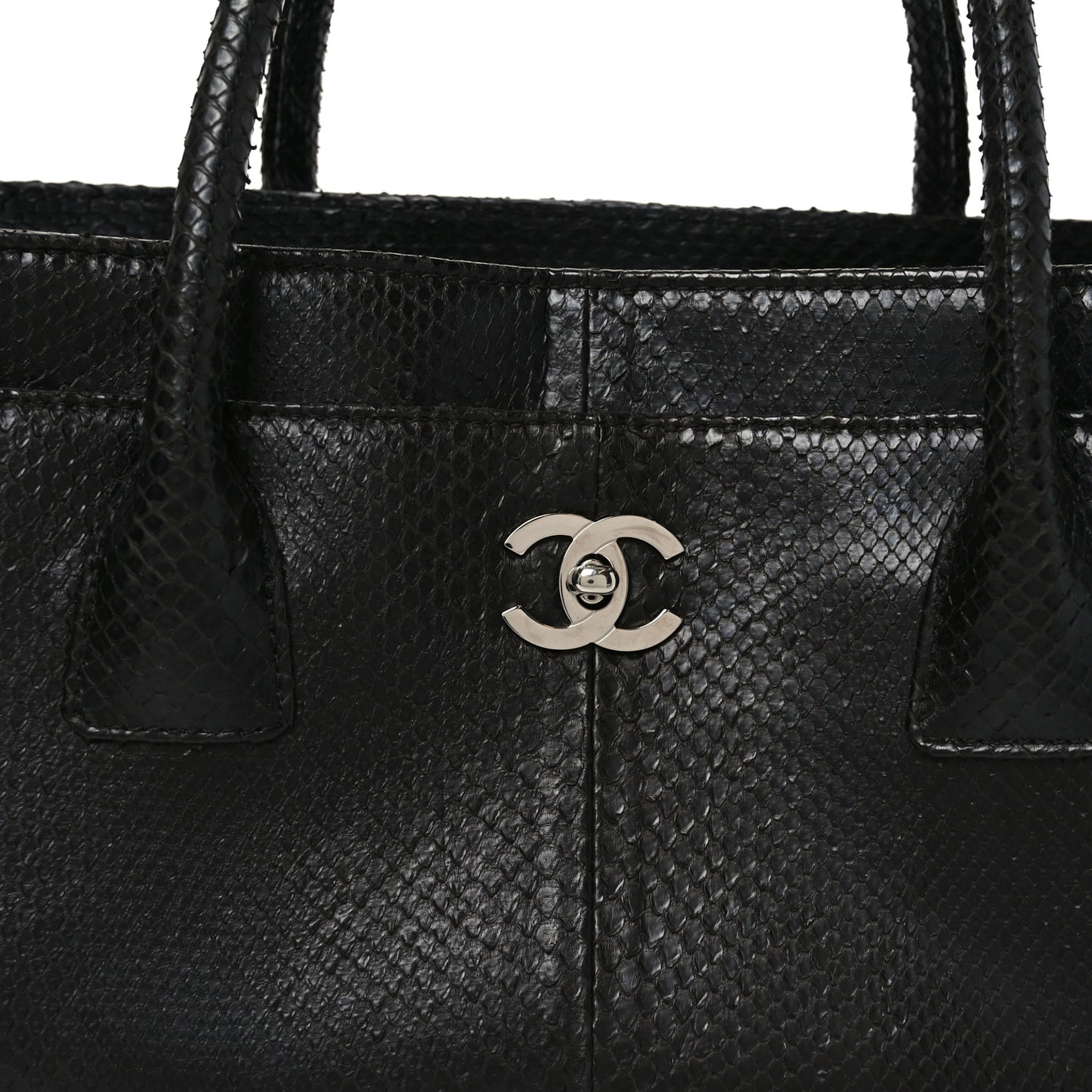Snakeskin Executive Cerf Shopper Tote Black