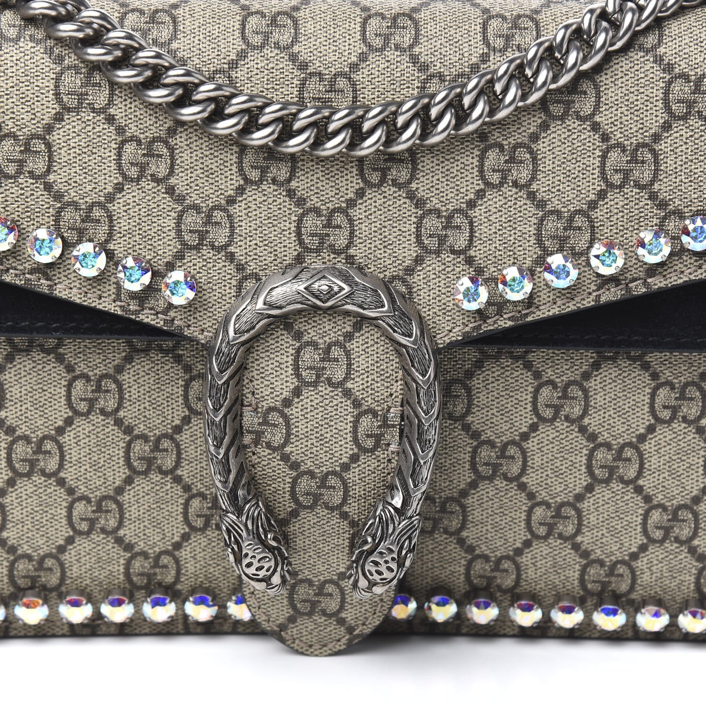 GG Supreme Monogram Crystal Small Dionysus Shoulder Bag Black