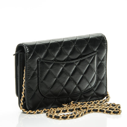 Chanel Aged Calfskin Quilted Lucky Charms 2.55 Reissue Wallet On Chain WOC Black 3 of 9