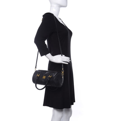 MCM Nylon Monogram Barrel Crossbody Bag Black 2 of 9