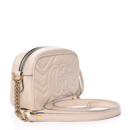 Gucci Calfskin Matelasse Mini GG Marmont Chain Shoulder Bag White 3 of 19