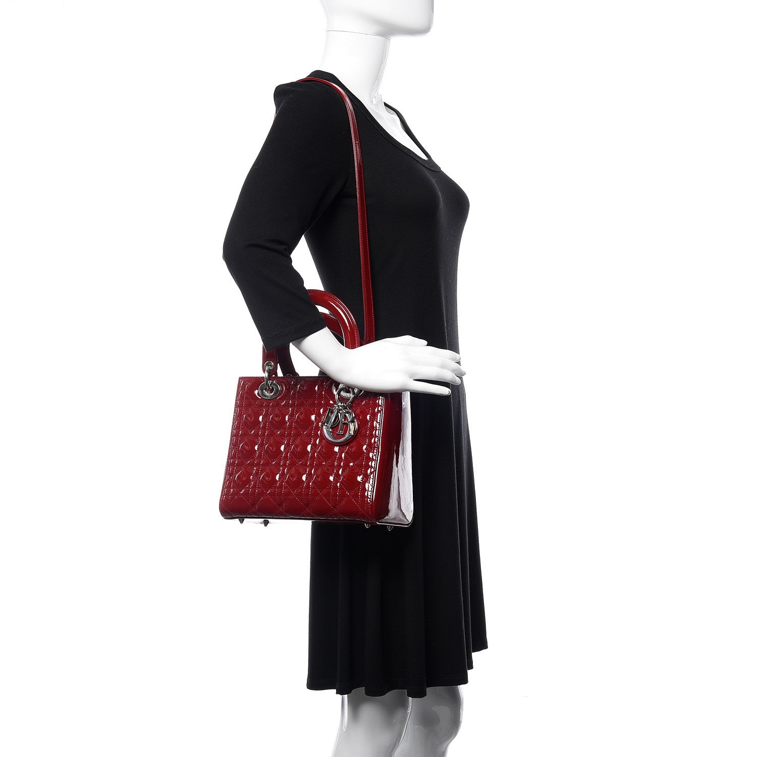 Christian Dior Patent Cannage Medium Lady Dior Red 2 of 10