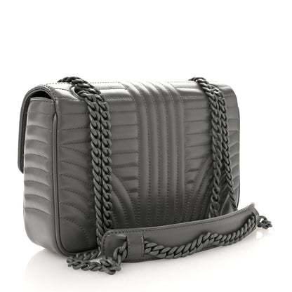 Prada Soft Calfskin Impunture Diagramme Monochrome Medium Chain Flap Shoulder Marmo 3 of 9