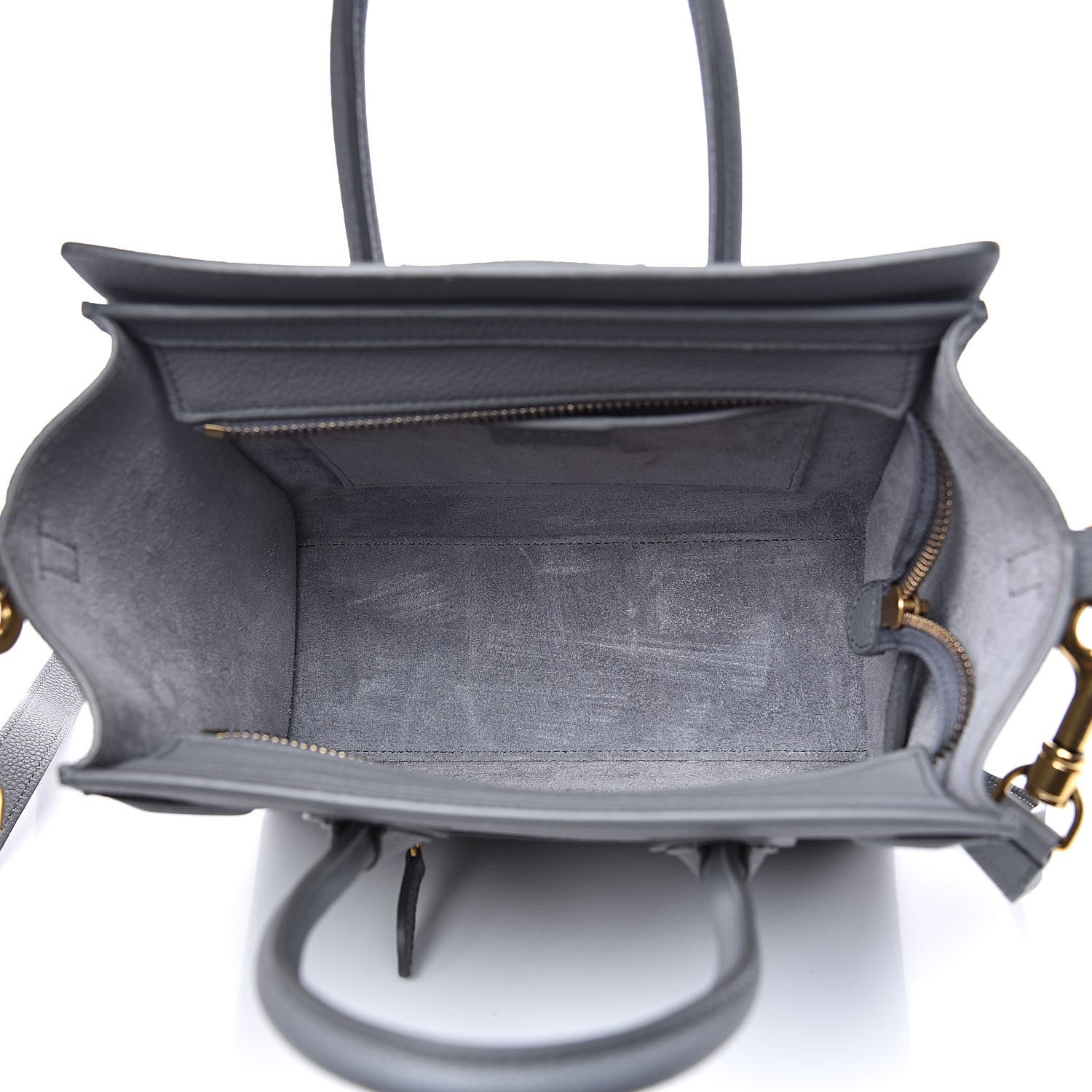 Celine Drummed Calfskin Nano Luggage Kohl 5 of 14