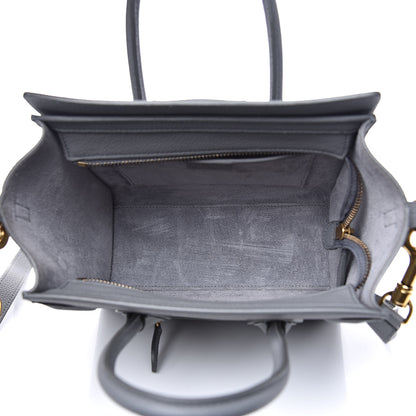 Celine Drummed Calfskin Nano Luggage Kohl 5 of 14