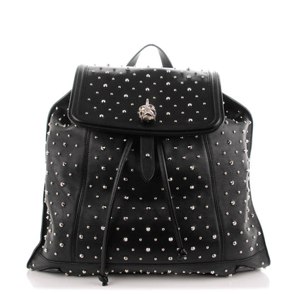 Alexander McQueen Calfskin Studded Padlock Zip Backpack Black 1 of 7