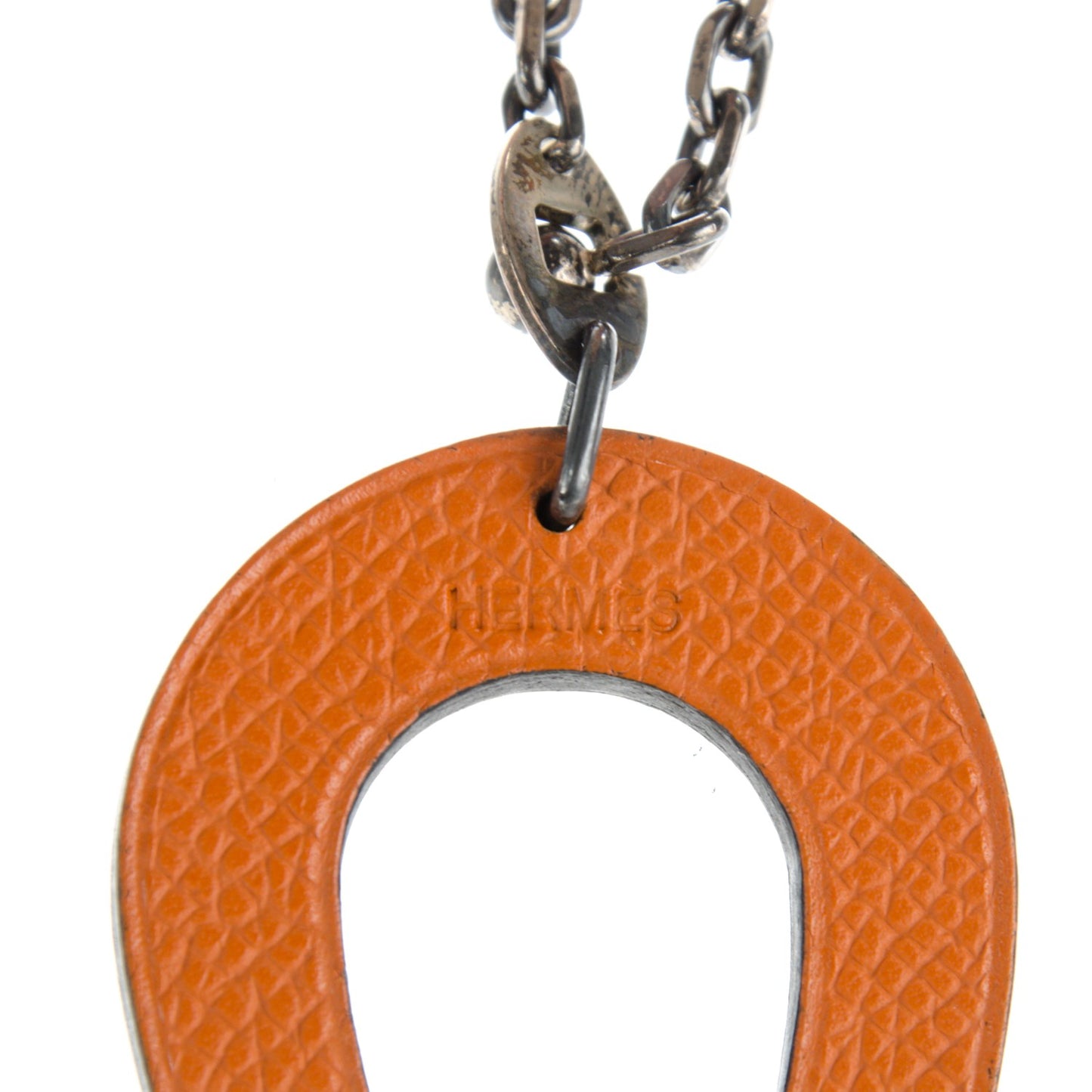 Epsom Lucky Horseshoe Bag Charm Graphite Orange