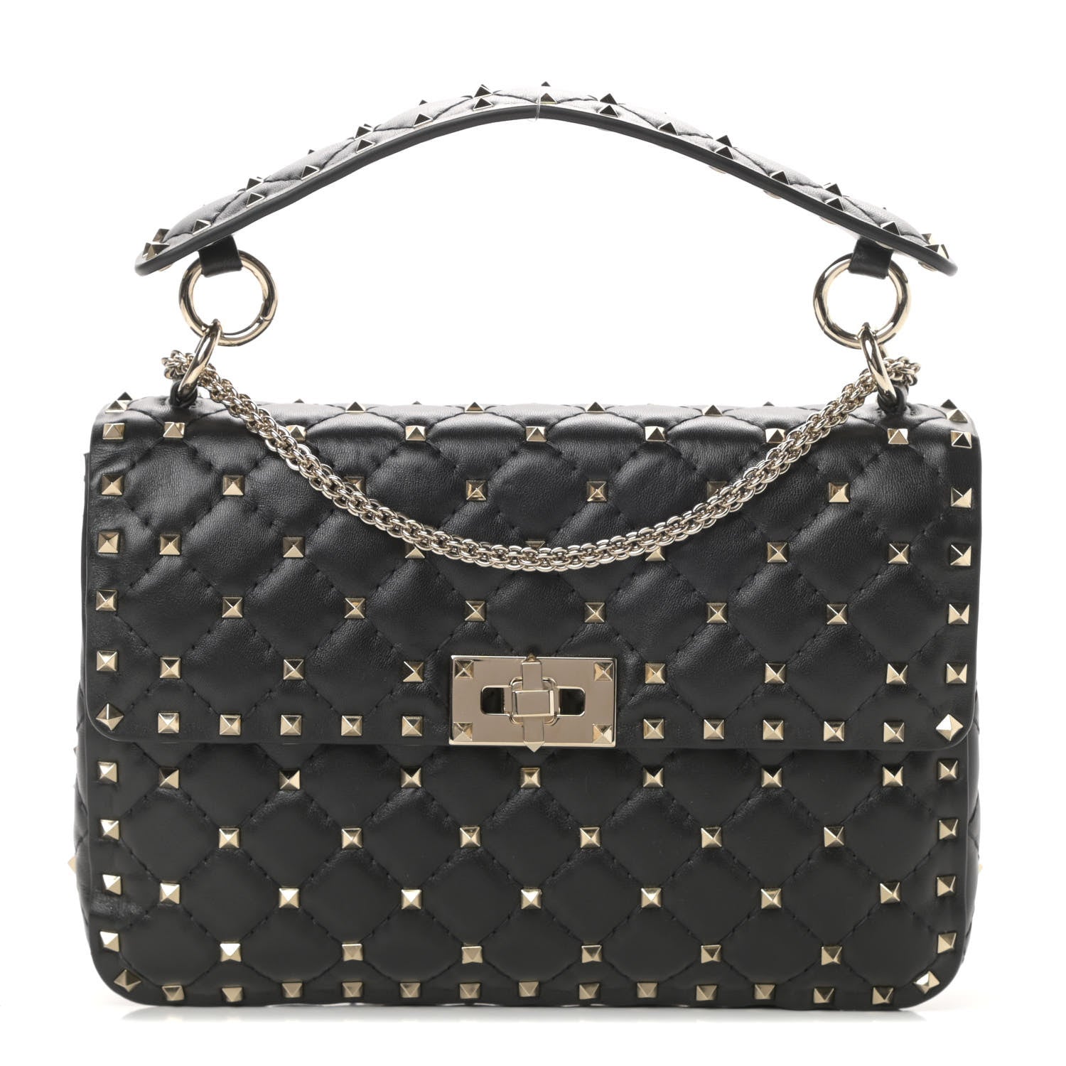 Valentino Garavani Lambskin Medium Rockstud Spike Shoulder Bag Black 1 of 11