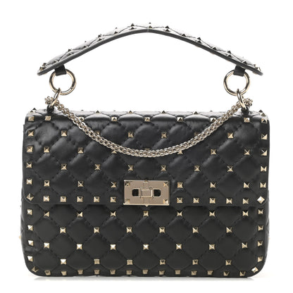Valentino Garavani Lambskin Medium Rockstud Spike Shoulder Bag Black 1 of 11