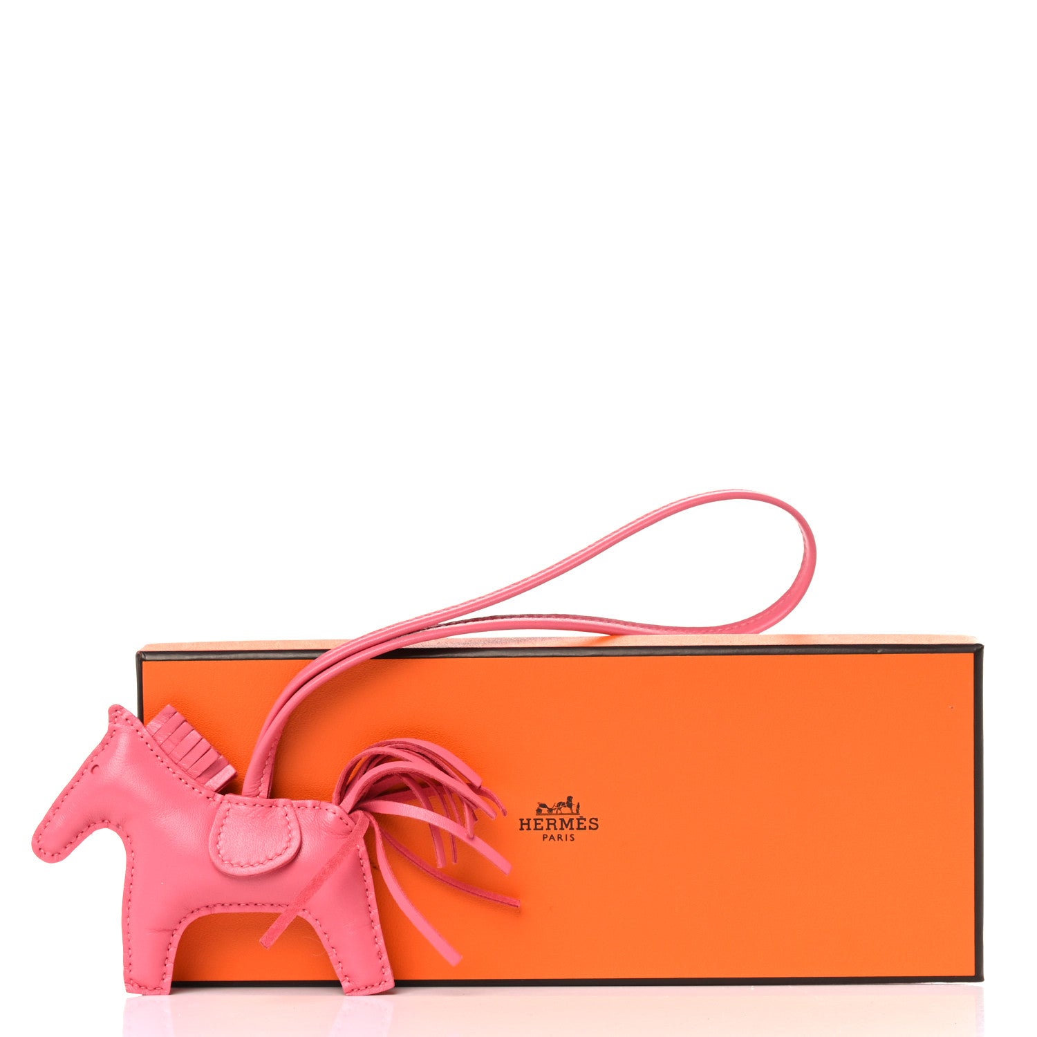 Hermes Milo Lambskin Grigri Rodeo Horse Bag Charm PM Rose Azalee 5 of 5