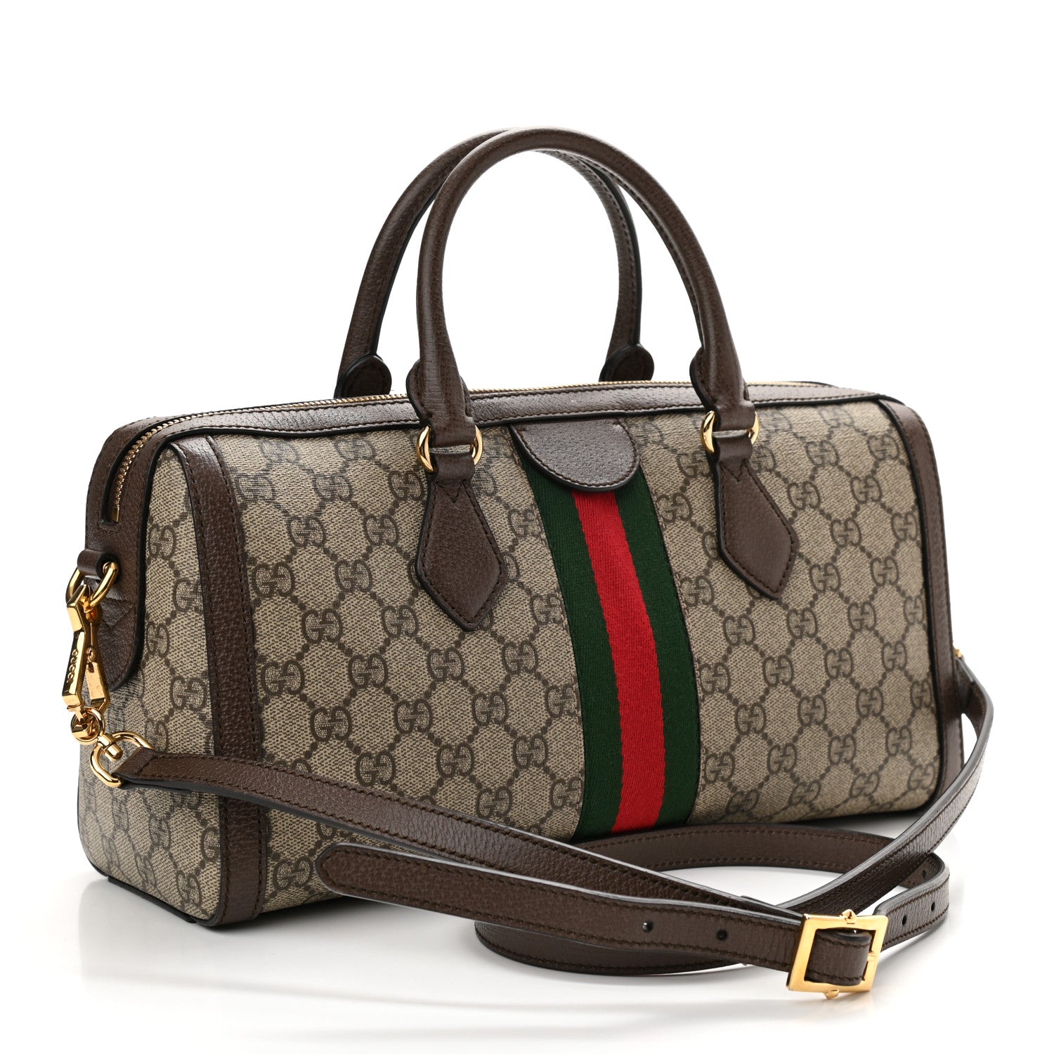 Gucci GG Supreme Monogram Web Medium Ophidia Boston Brown 3 of 10
