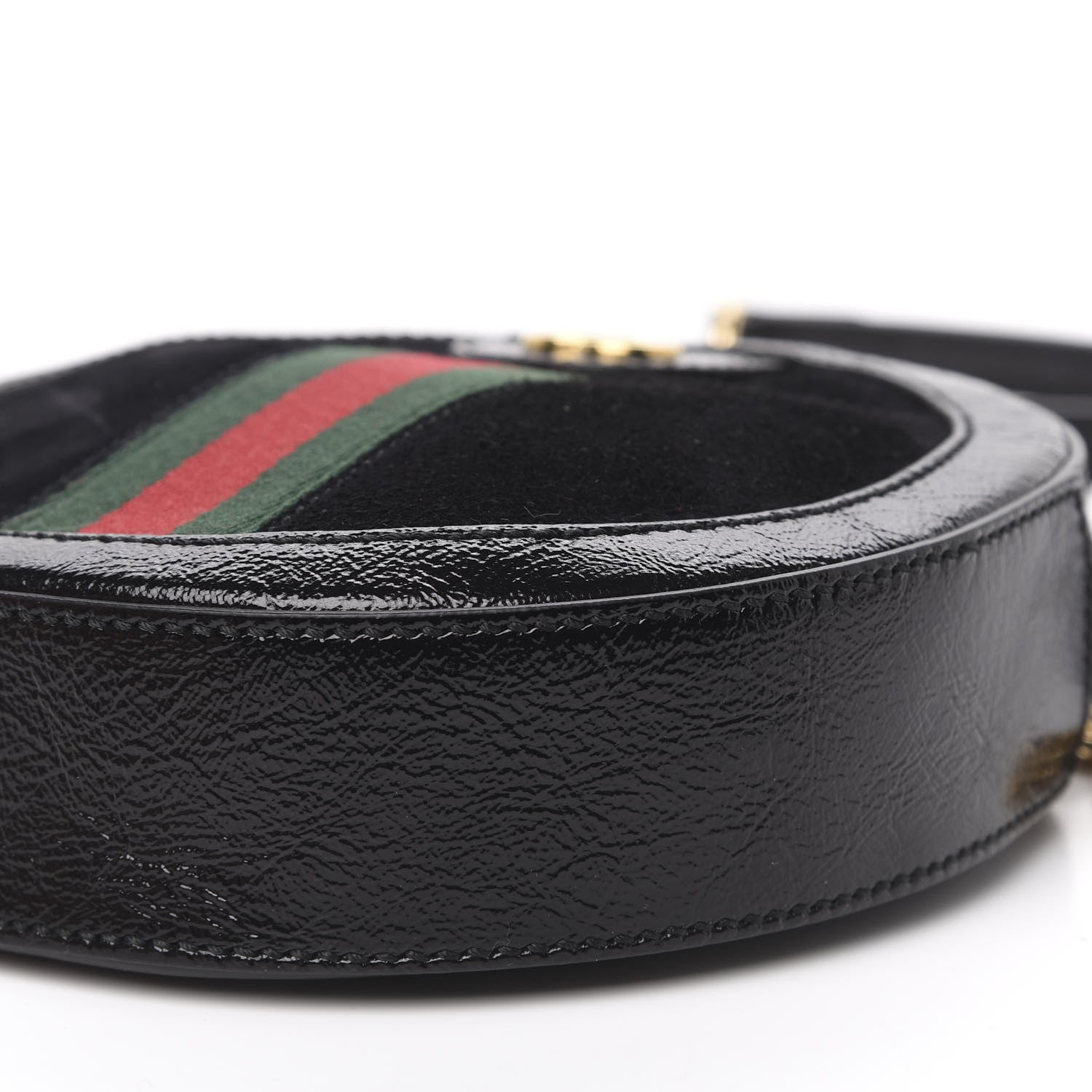 Gucci Suede Patent Web Mini Ophidia Round Shoulder Bag Black 10 of 11
