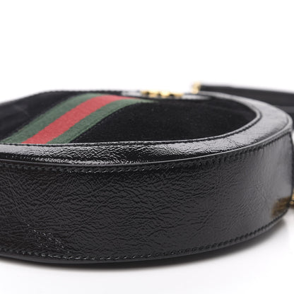 Gucci Suede Patent Web Mini Ophidia Round Shoulder Bag Black 10 of 11