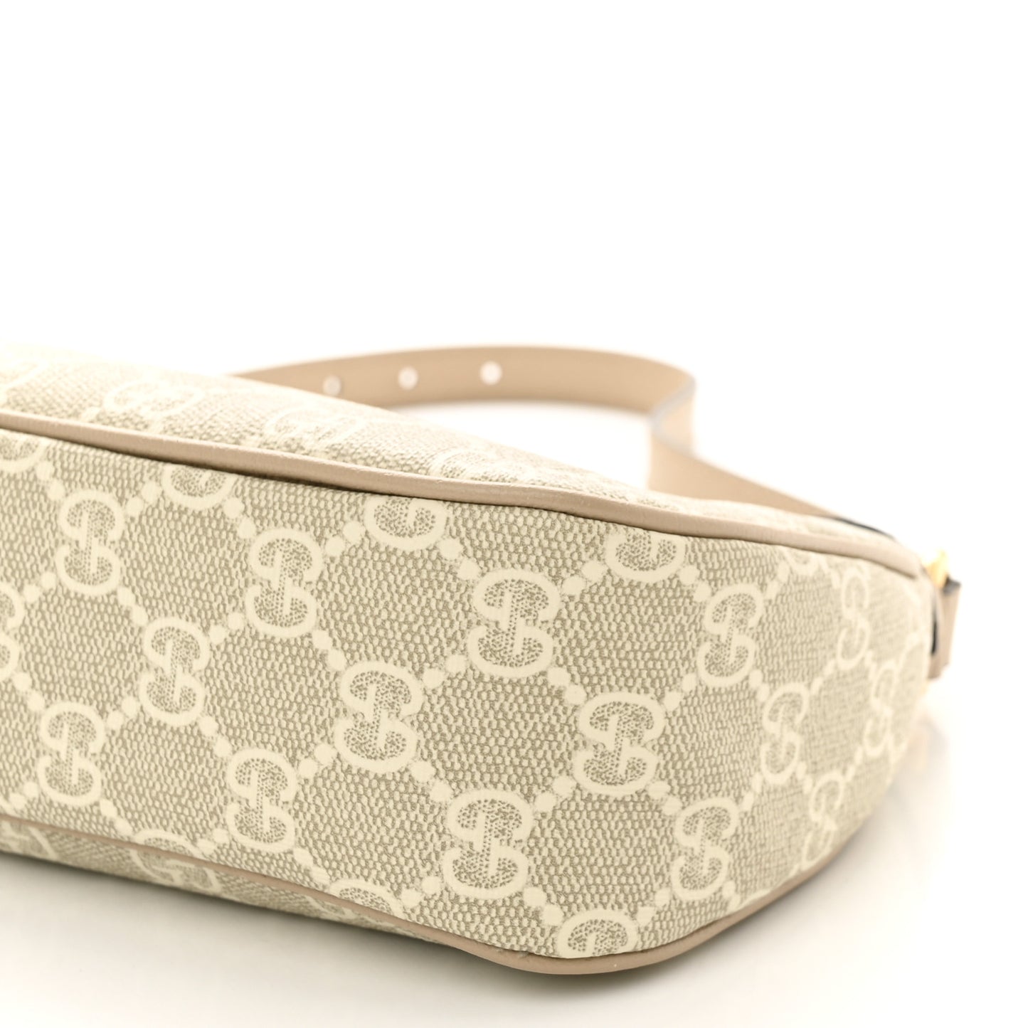GG Supreme Monogram Textured Dollar Calfskin Small Ophidia Hobo Beige Mystic White Oatmeal