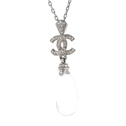 Chanel CC Crystal Teardrop Necklace Silver 4 of 6